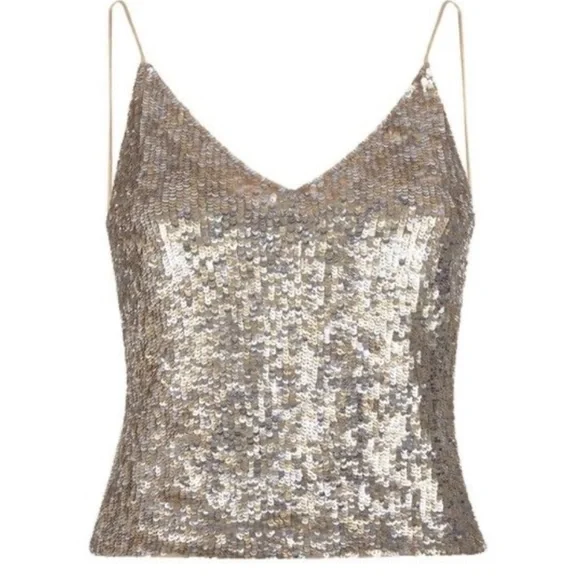 Alice + Olivia Gold Sequin Camisole Top - Picture 4 of 8